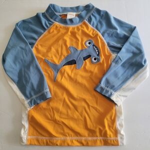 Gymboree Swim Rash Guard Todder Boys 5T Long Sleeve Orange Blue Hammerhead Shark
